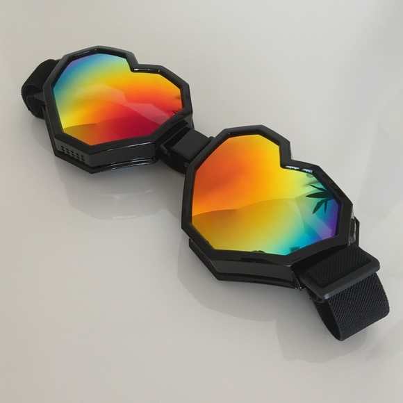 Black Heart Shape Goggles Mirror Sunglasses